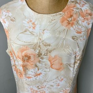 Authentic Vintage 1970s Maxi Dress Peach Flowers Boho Hippie